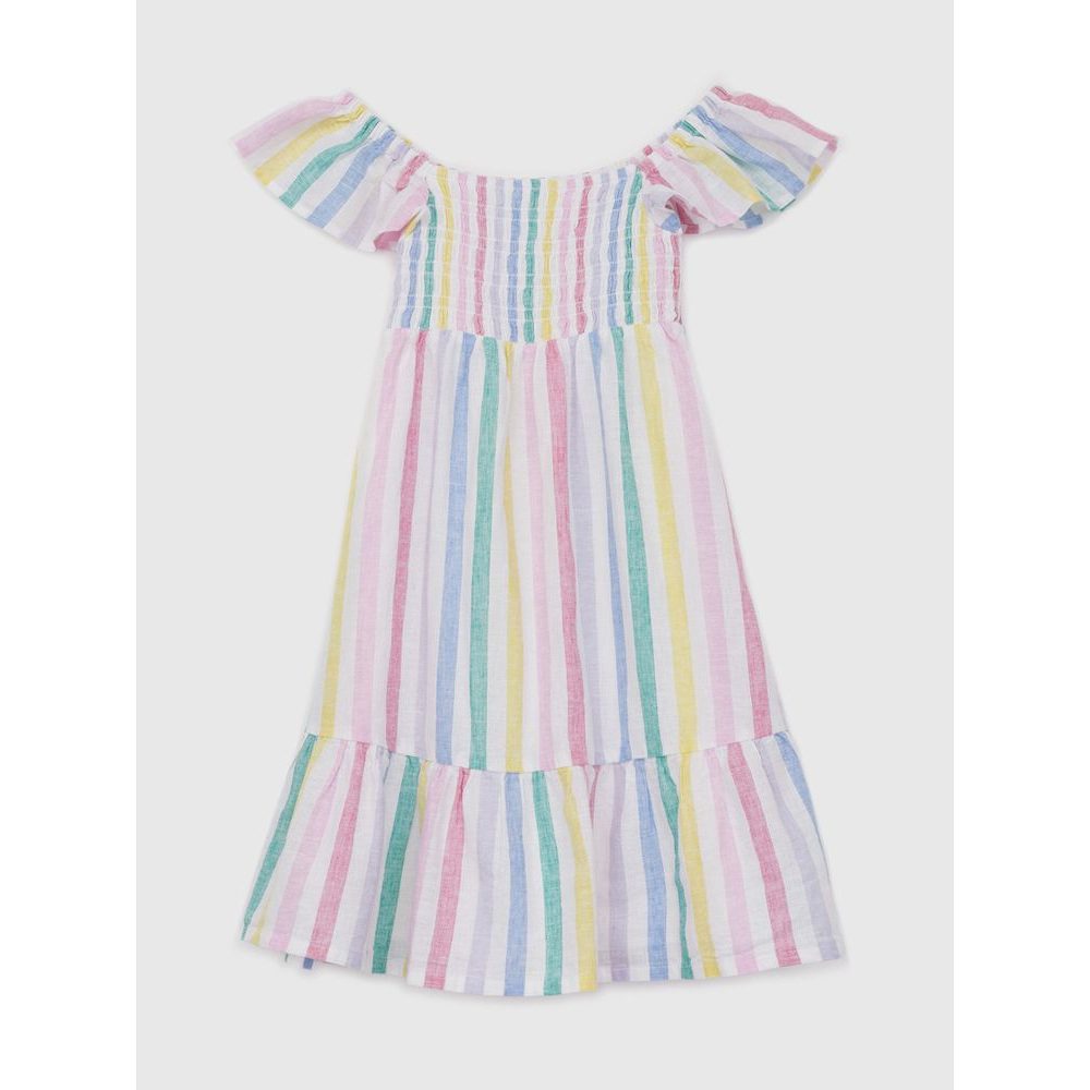 Dětské pruhované midi šaty Barevná