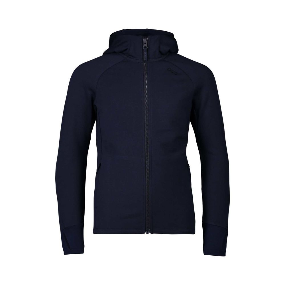 Merino Zip Hood Jr Turmaline Navy