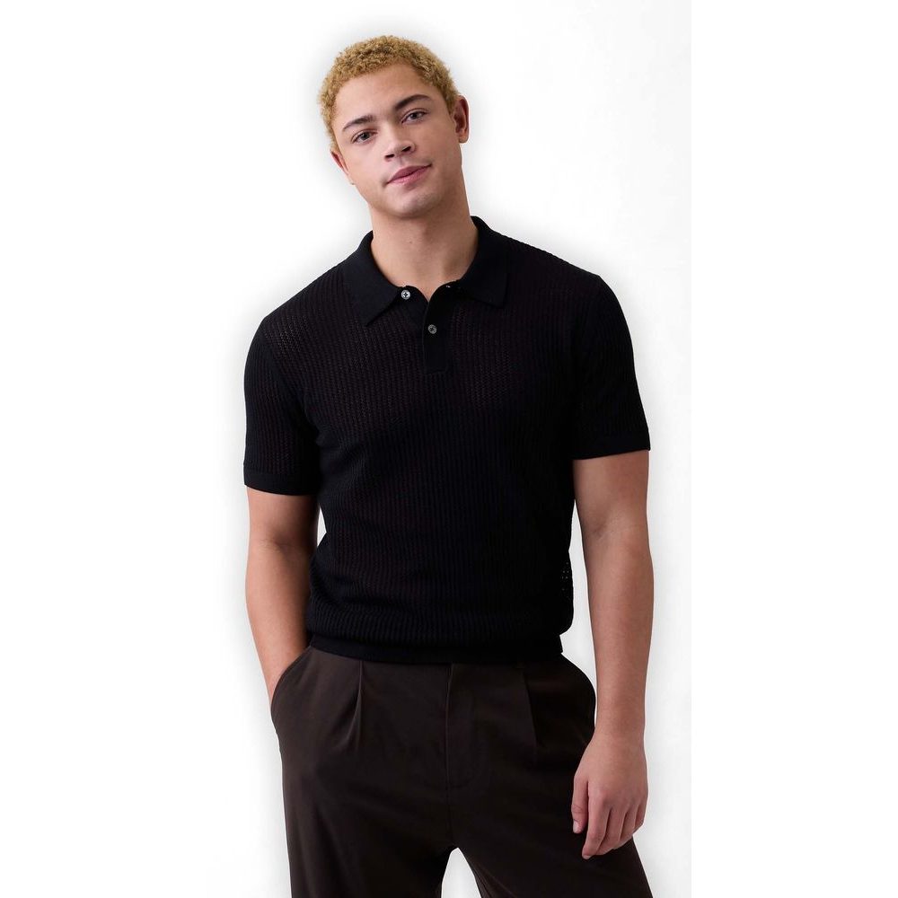 887946-01 Háčkované polo tričko Černá
