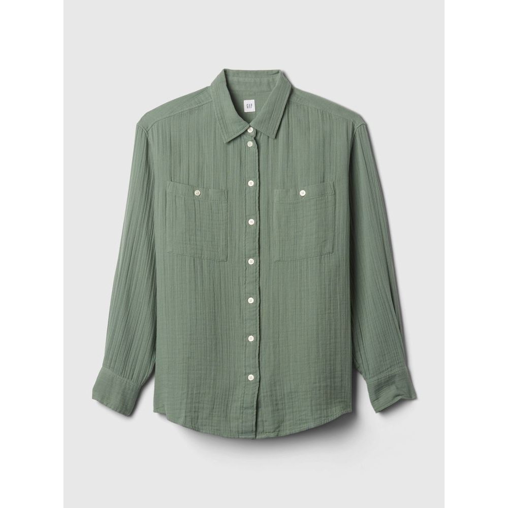 876065-00 Mušelínová košile oversize Zelená