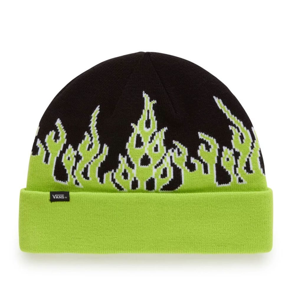 FLAMING VANS BEANIE BLACK/LIME GREEN