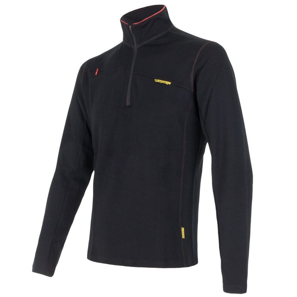 MERINO UPPER pánská mikina krátký zip, černá