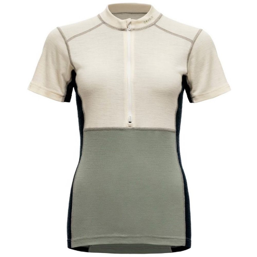 Lauparen Merino 190 Zip Tee Wmn, Raw White/Fog/Ink