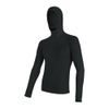 SENSOR MERINO DF men's long shirt. sleeve with hood black