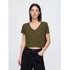 778373-06 Lněné crop tričko Zelená