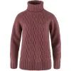 FJÄLLRÄVEN Övik Cable Knit Roller Neck W, Mesa Purple