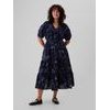 Květované košilové maxi šaty Tmavě modrá