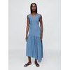 779498-00 Asymetrické džínové midi šaty Modrá