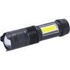 WN49 LED nabíjecí kapesní svítilna se zoomem, 100lm + 70lm, Li-Ion, USB, černá
