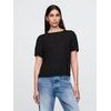 778377-02 Lněné crop tričko Černá