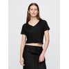 778373-05 Lněné crop tričko Černá