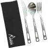 Stainless Steel Cutlery Set with Canvas and Velcro Case Lunar Silver