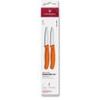 Swiss Classic, paring knife set, 2pcs, 8cm, straight/wavy, pointed tip, orange, box