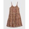 861578-01 Dětské květované šaty na ramínka Hnědá