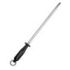 Butcher sharpening steel, 30cm, fine cut, oval, black