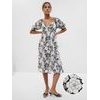 595228-01 Květované midi šaty Černá