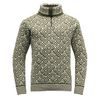 Svalbard Wool Zip Neck, Olive/Offwhite
