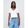 778373-02 Lněné crop tričko Bílá
