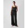 Kalhoty z mačkaného saténu Černá