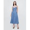 770415-00 Džínové maxi šaty s kapsami Modrá