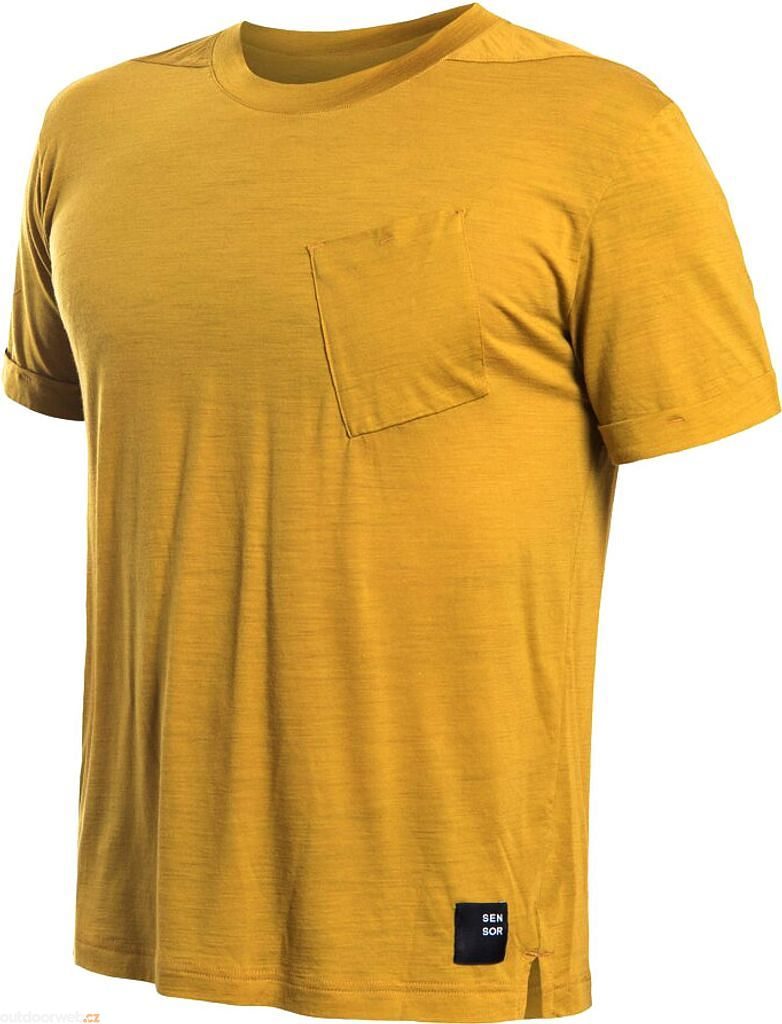 MERINO AIR traveller pánské triko kr.rukáv mustard - men's shirt neck  sleeve - SENSOR - 51.93 €