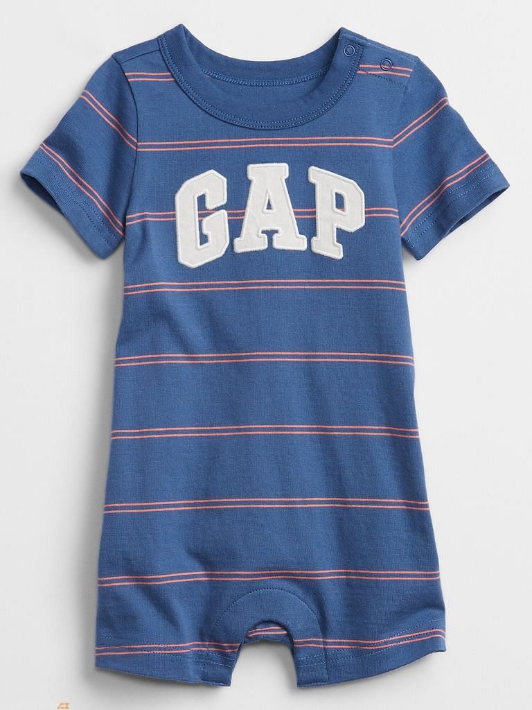 809856-00 Baby overal GAP logo stripe Modrá - Letní overal pro miminko s  logem - GAP - 19.90 €