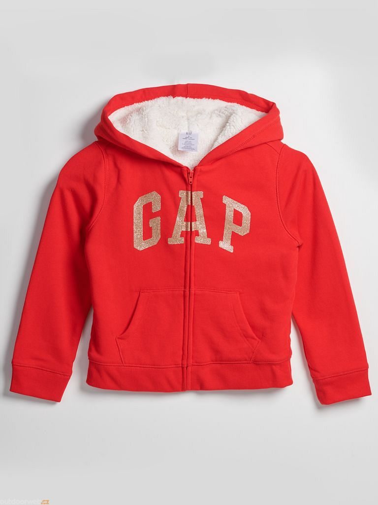 740060-00 Baby zateplená mikina GAP logo Červená - Dětská zateplená bunda s  kožíškem - GAP - 29.86 €