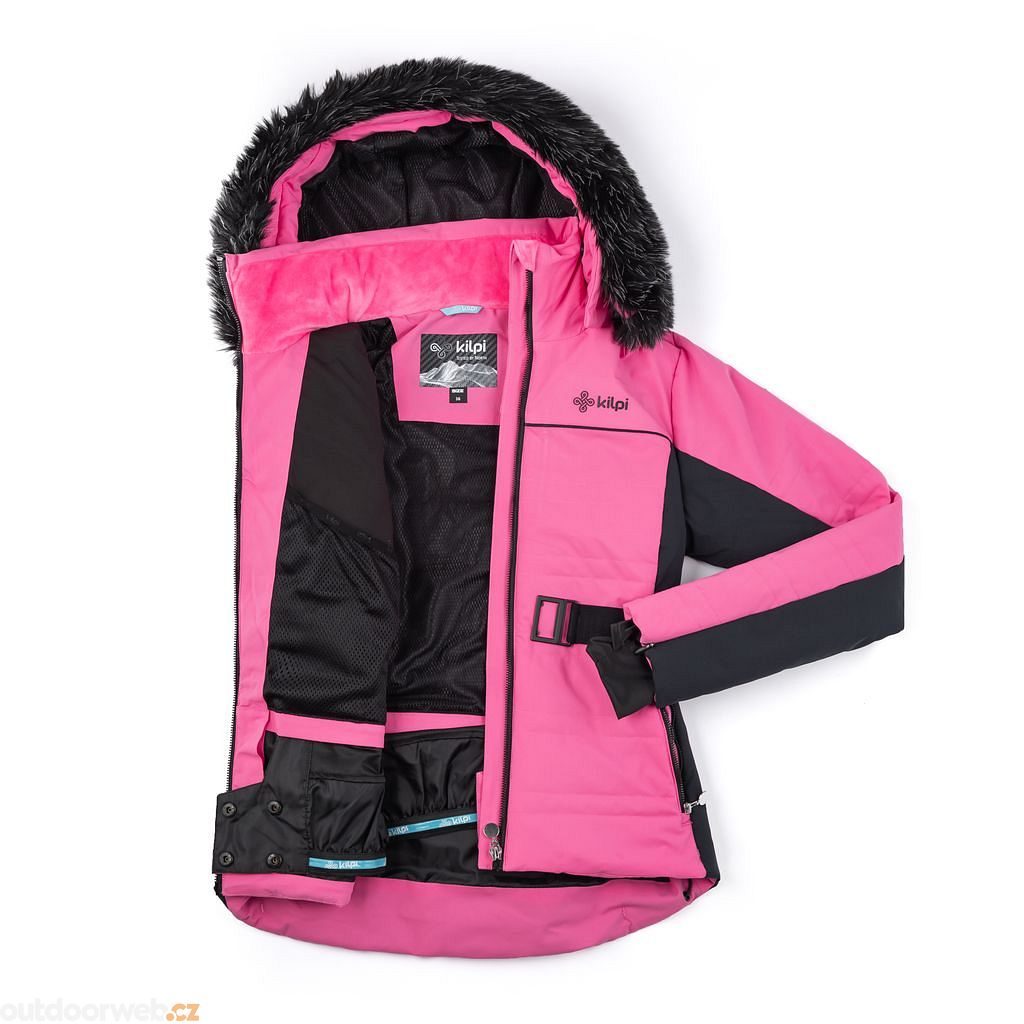 Missguided ski belted jacket with fur hood in pink