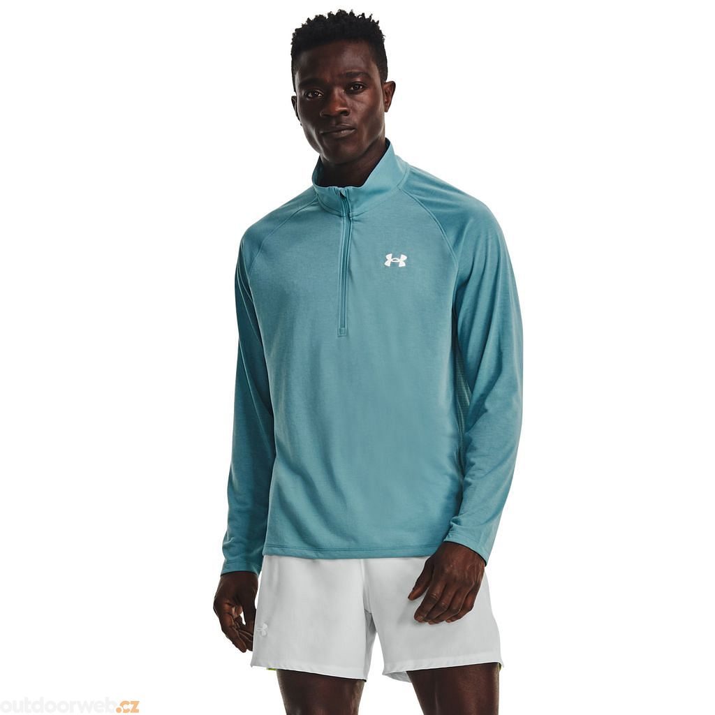 Athletic Oversized Half Zip Panel Sweatshirt in Marled Grey