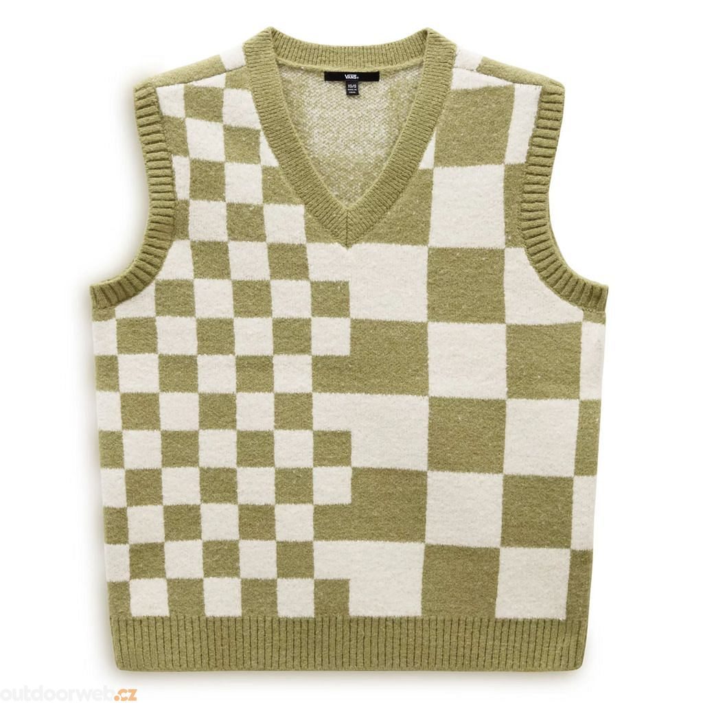 COURTYARD CHECKER SWEATER VEST GREEN OLIVE - women's vest - VANS