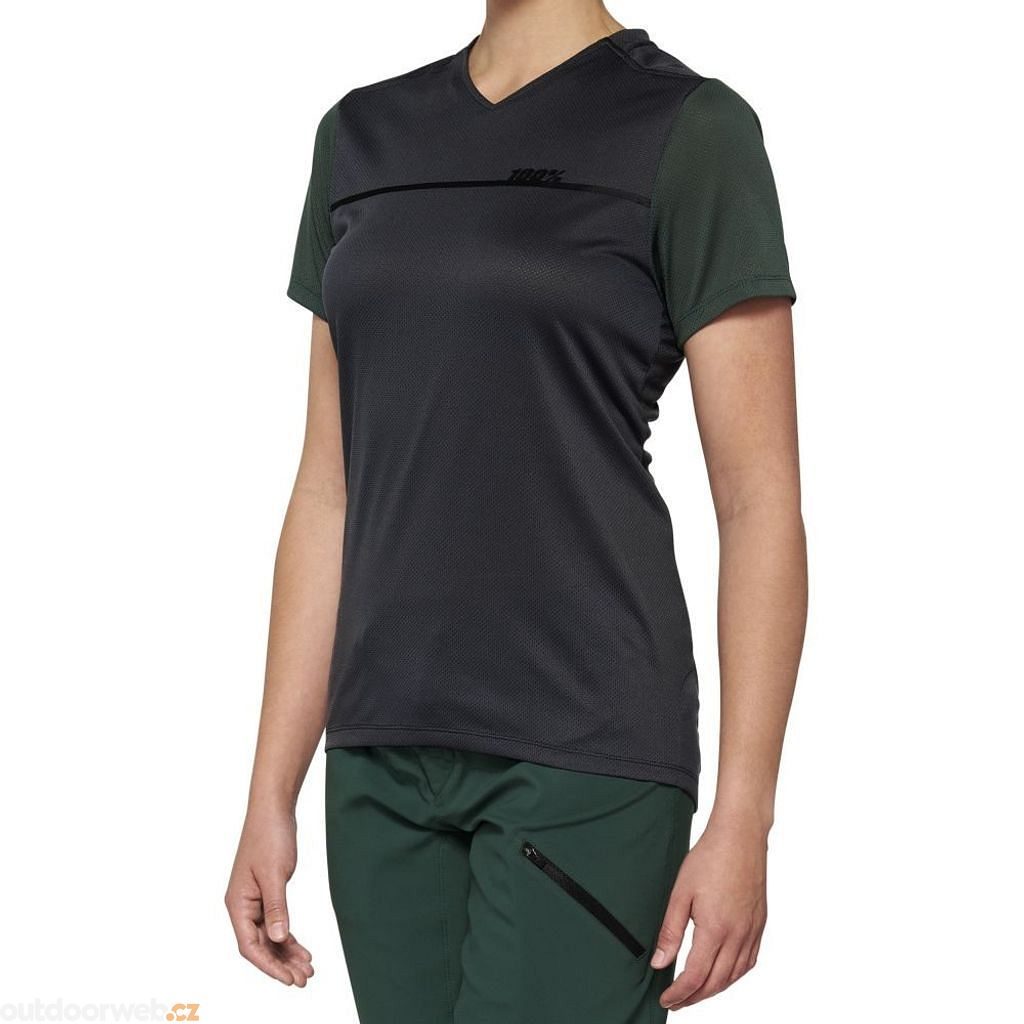 RIDECAMP Women's Short Sleeve Jersey Charcoal/Forest Green - cyklistický  dres dámský - 100% - 36.85 €