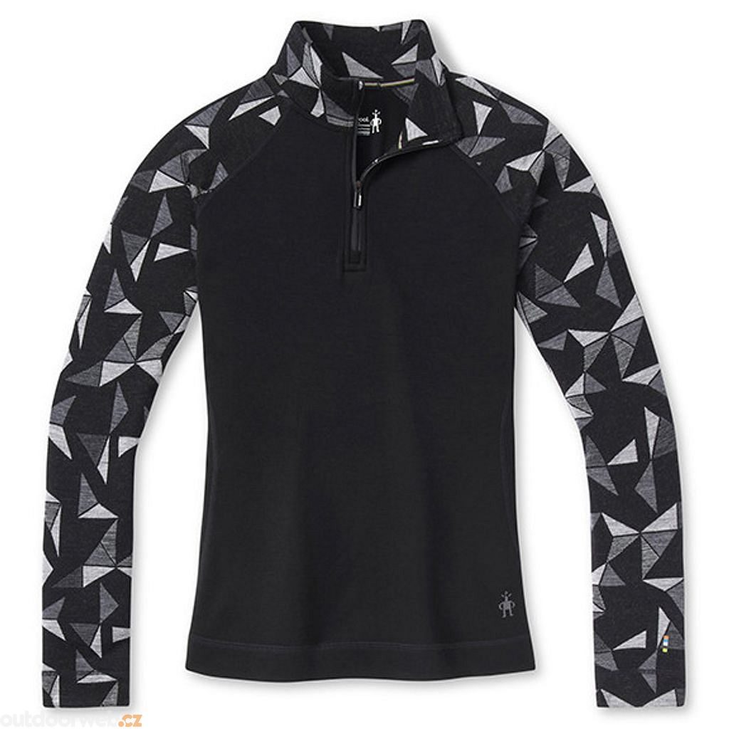  W MERINO 250 BL PATTERN 1/4 ZIP BOXED, black pinwheel -  thermo shirt for women - SMARTWOOL - 71.98 € - outdoorové oblečení a  vybavení shop