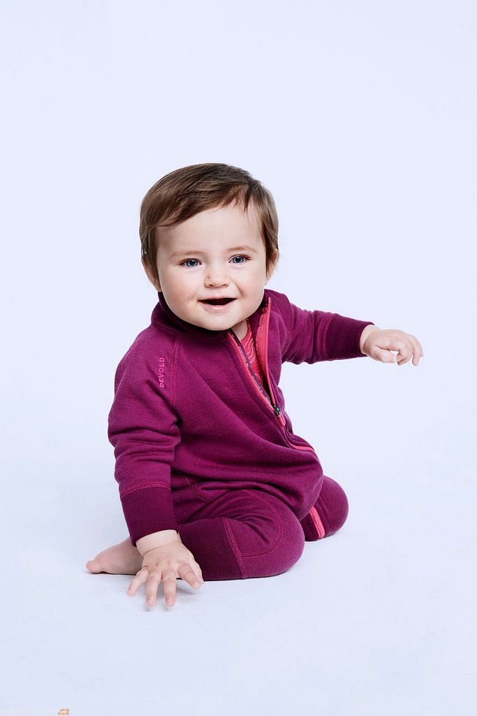 Nibba Baby Wool Playsuit, Plum - Dětský overal - DEVOLD - dětské - funkční  mikiny, termoprádlo, turistika - 1 599 Kč