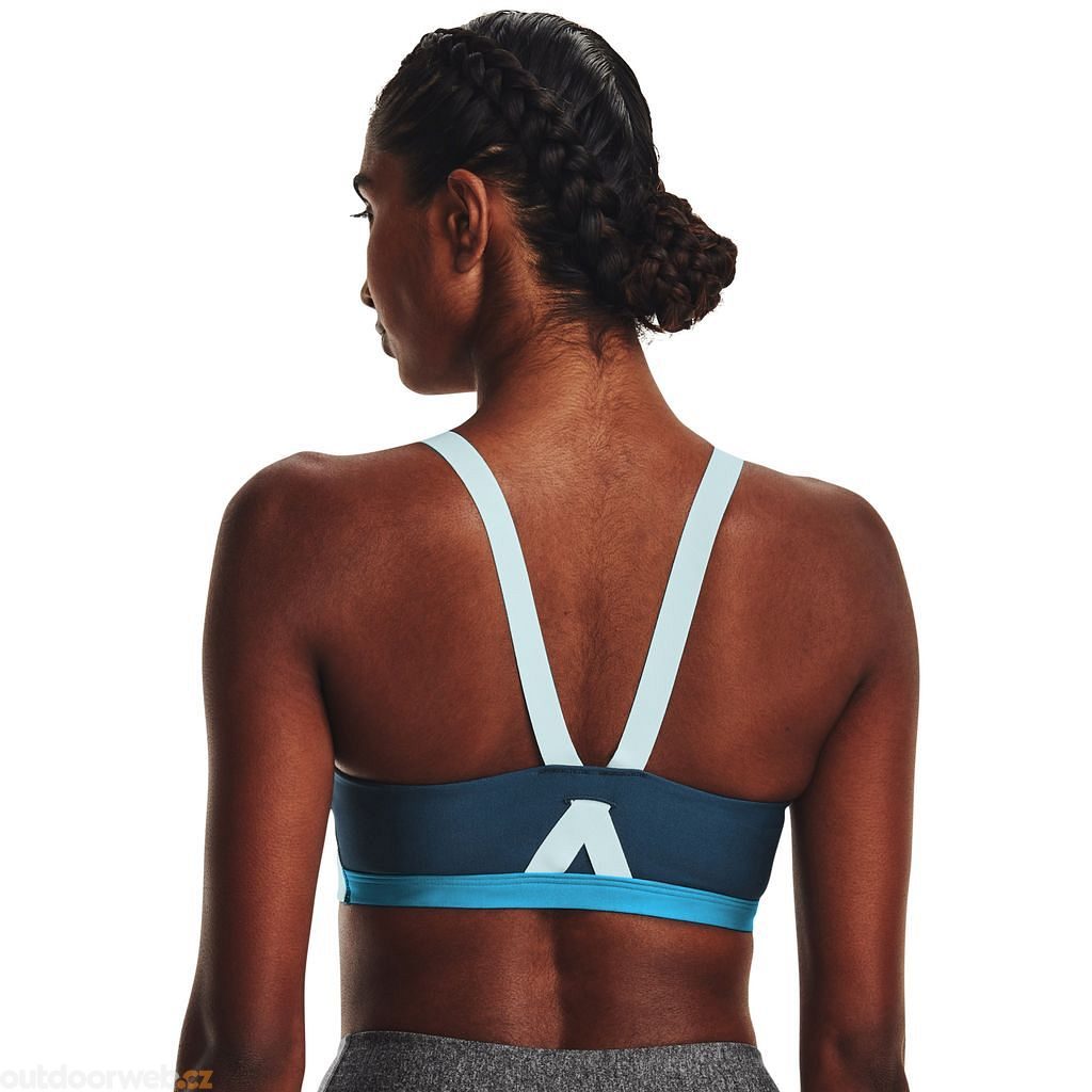  UA Infinity Mid High Neck Shine, Blue - sports bra