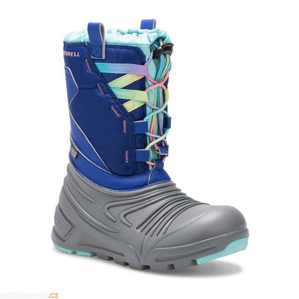 SNOW QUEST LITE 2.0 WTPF grey/blue/turq - dětské zimní boty modré - MERRELL  - 1 259 Kč