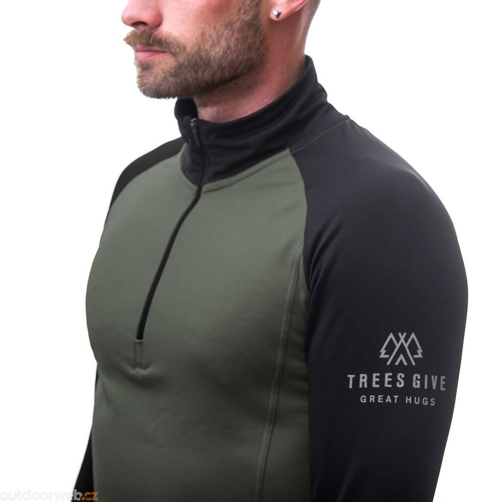 COOLMAX THERMO pánská mikina zip olive green/černá - Men's functional  sweatshirt - SENSOR - 62.16 €