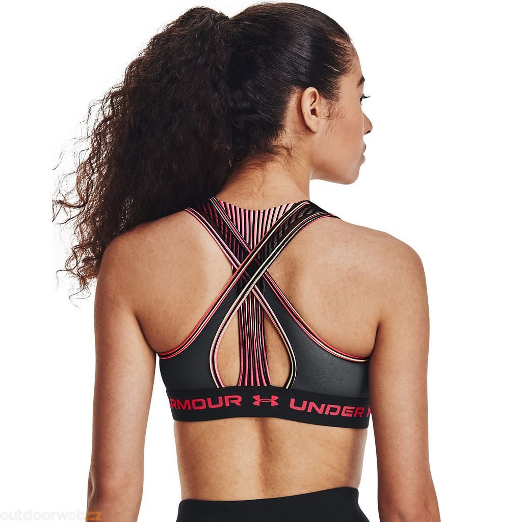  UA Crossback Mid Bra, Pink/black - sports bra - UNDER ARMOUR  - 27.62 € - outdoorové oblečení a vybavení shop