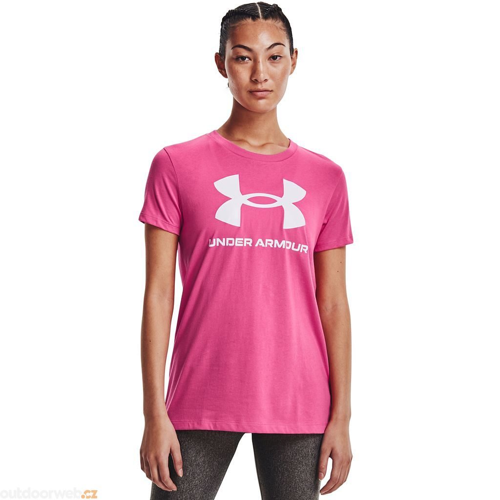 UA SPORTSTYLE LOGO SS, Pink/white - tričko krátký rukáv dámské - UNDER  ARMOUR - 489 Kč