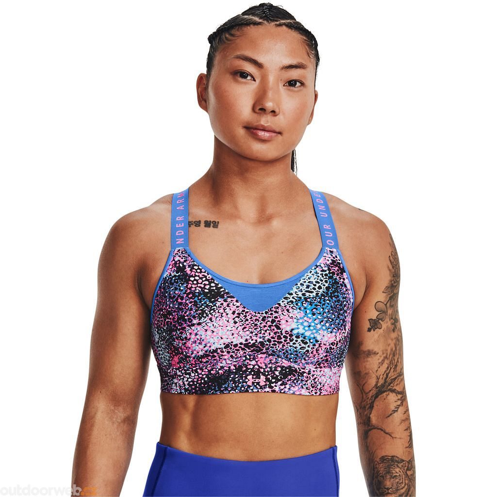  UA Infinity High Print Bra, Pink/blue - sports bra