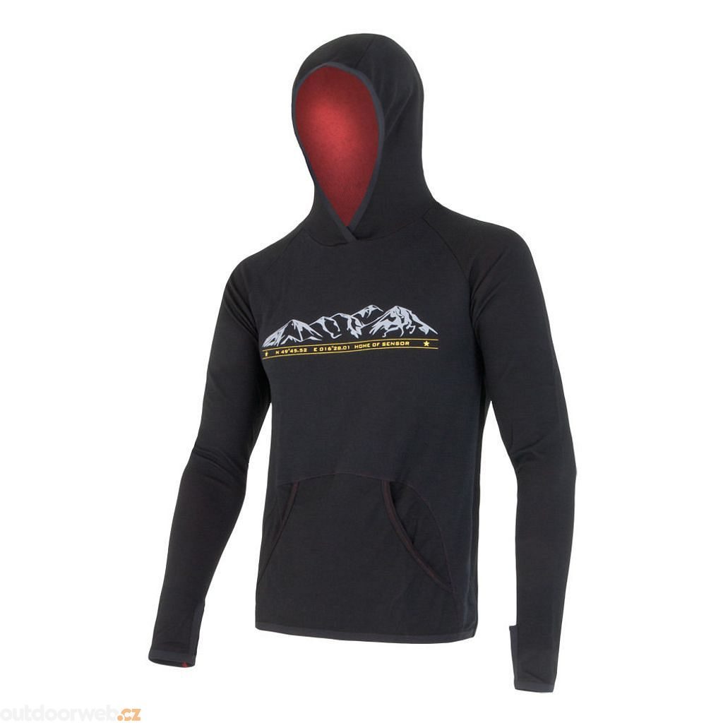 MERINO UPPER MOUNTAINS men's hoodie kangaroo black - men's kangaroo  sweatshirt - SENSOR - 73.68 €