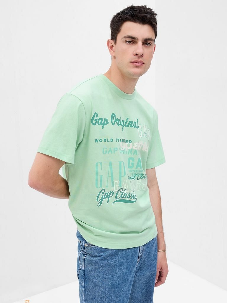 664007-02 Tričko s logem GAP Zelená - Pánské bavlněné tričko - GAP - 36.61 €