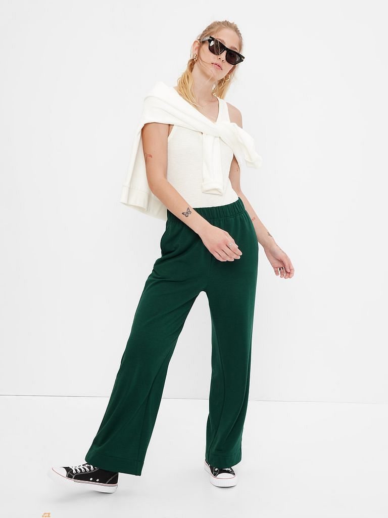 NWT GAP Women's Size 4 High Rise Plaid Wide-Leg Trousers Soft Pants Grey  Plaid | eBay
