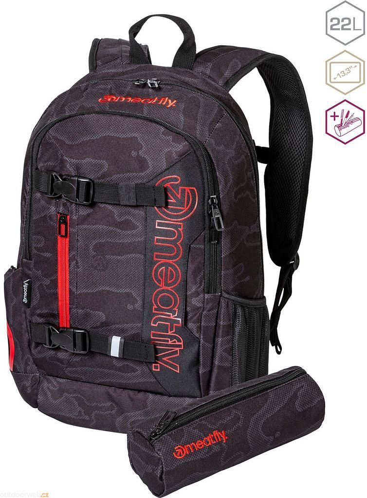 Basejumper 22, Morph Black - school backpack + pencil case - MEATFLY -  59.36 € - Outdoorweb.eu - outdoorové oblečení a vybavení