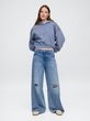 Oversize crop mikina Modrá