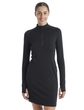 W Mer 260 Granary LS Half Zip Tee Dress, BLACK
