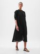 Lněné midi šaty Černá