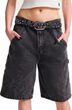 DRILL CHORE LOOSE DENIM SHORT Stonewash Black