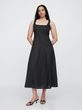 Lněné midi šaty Černá