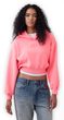 880827-03 Oversize crop mikina s logem VintageSoft Růžová