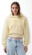 880827-02 Oversize crop mikina s logem VintageSoft Žlutá